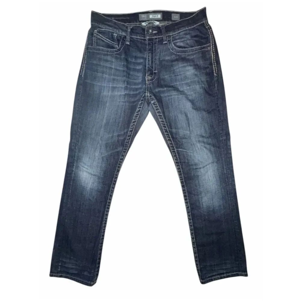 BKE Jake Straight Leg Jeans Men’s 31S Blue Dark Wash Buckle Denim EUC 32x29